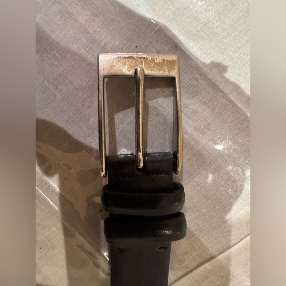 ❤️ Sleek Black Leather Belt with Brass buckle. Made in Italy main image 6